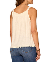 Democracy Womens Ruched Square Neck Embroidered Woven Sleeveless Tank Top