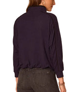 Democracy Womens Long Sleeve Tie Collar Kangaroo Pocket Bubble Hem Mixed Media Knit Top