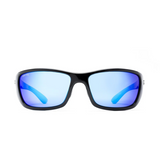 Calcutta Boca Shiny Black Frames - Blue Mirror Lens - Polarized Sunglasses