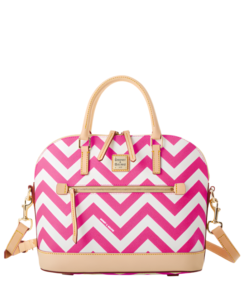 Dooney & Bourke Chevron Domed Zip Satchel Handbag