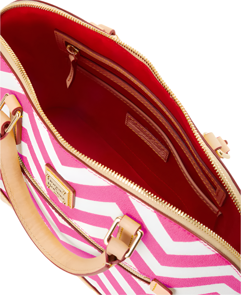 Dooney & Bourke Chevron Domed Zip Satchel Handbag