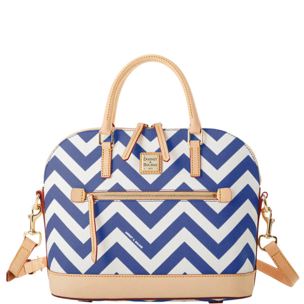 Dooney & Bourke Chevron Domed Zip Satchel Handbag