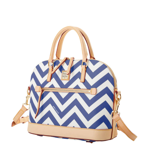 Dooney & Bourke Chevron Domed Zip Satchel Handbag