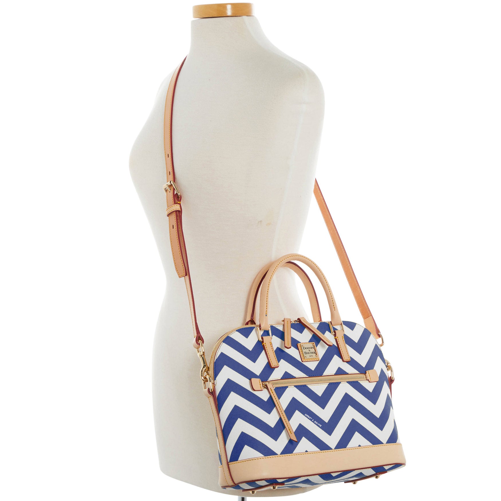 Dooney & Bourke Chevron Domed Zip Satchel Handbag