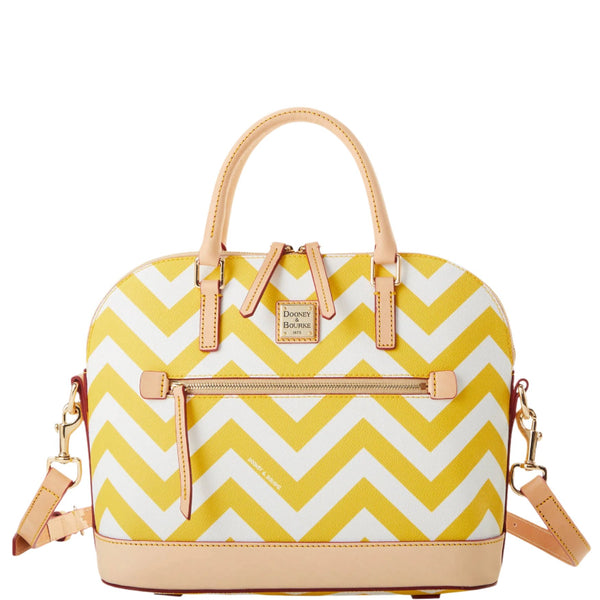 Dooney & Bourke Chevron Domed Zip Satchel Handbag