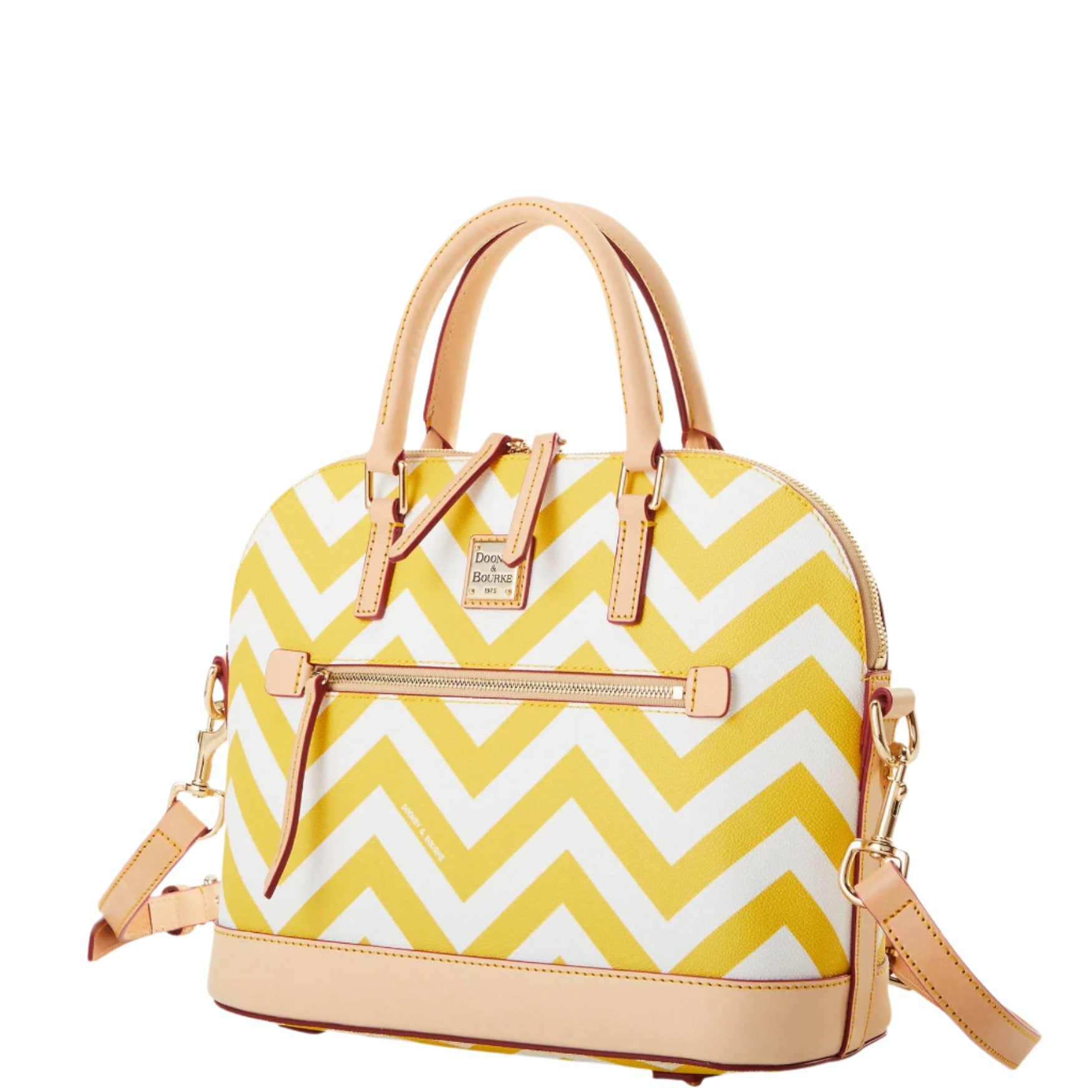 Dooney & Bourke Chevron Domed Zip Satchel Handbag