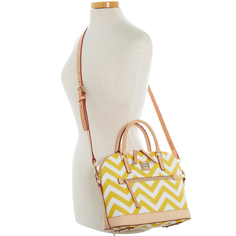 Dooney & Bourke Chevron Domed Zip Satchel Handbag