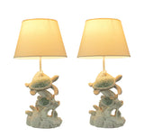 Fancy That Mosaic Swimming Sea Turtles Coastal Sea Life Table Lamp - Set of 2
