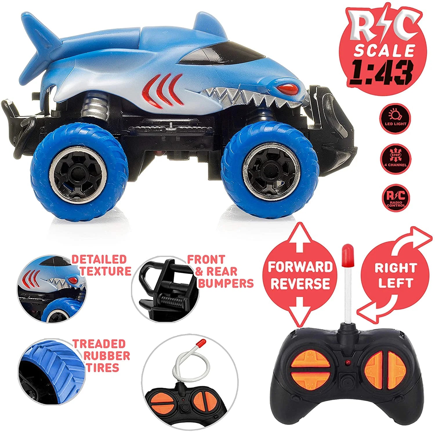 Rugged Racers Mini Shark Remote Control Racer Toy