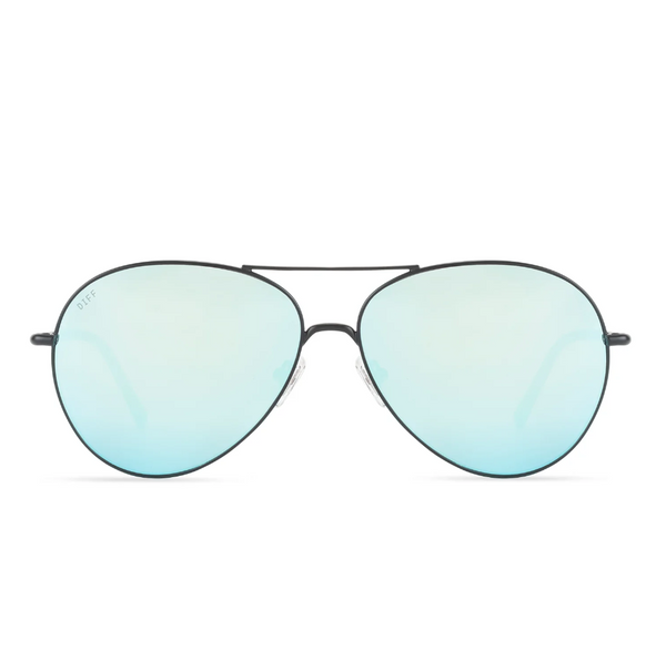 DIFF Charitable Eyewear Knox - Black Blue Mirror - Non-Polarized Sunglasses