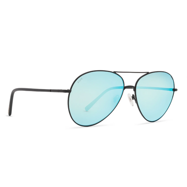 DIFF Charitable Eyewear Knox - Black Blue Mirror - Non-Polarized Sunglasses