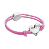 UNOde50 Pink Elastic Thread Silver Heart Charm Bracelet - Medium