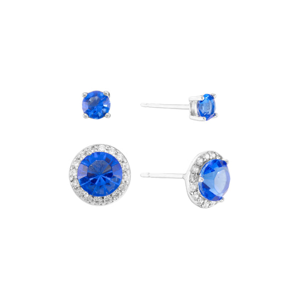 Athra Silver Blue Crystal Earrings Set