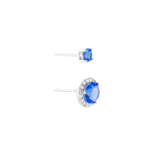 Athra Silver Blue Crystal Earrings Set