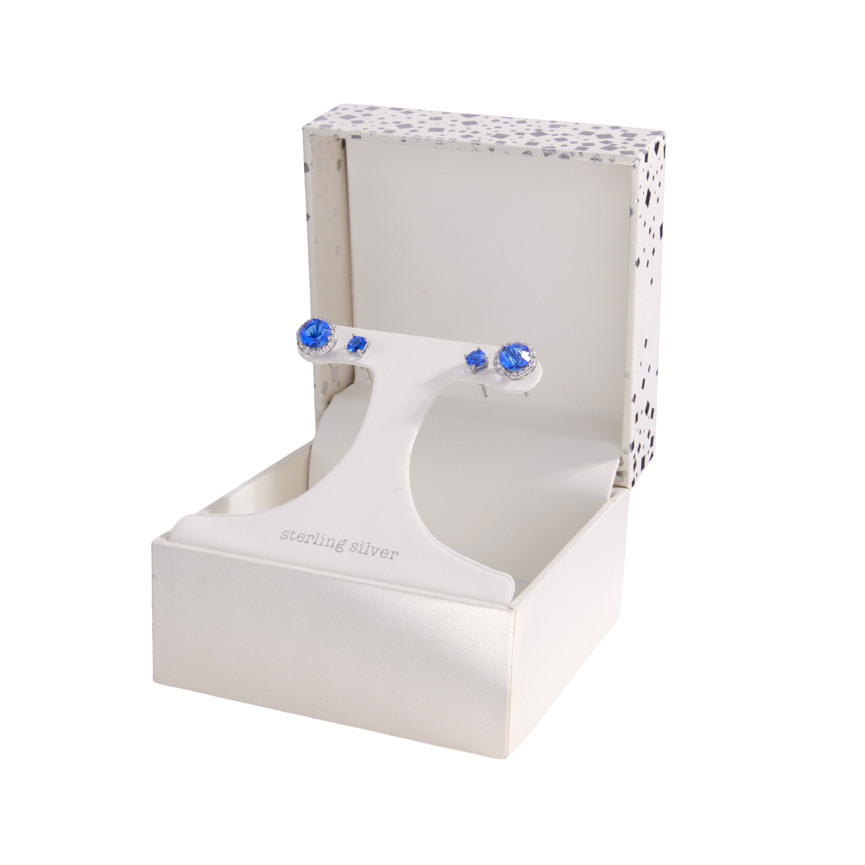 Athra Silver Blue Crystal Earrings Set