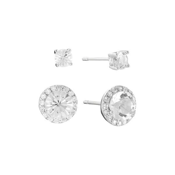 Athra Silver Crystal Earrings Set
