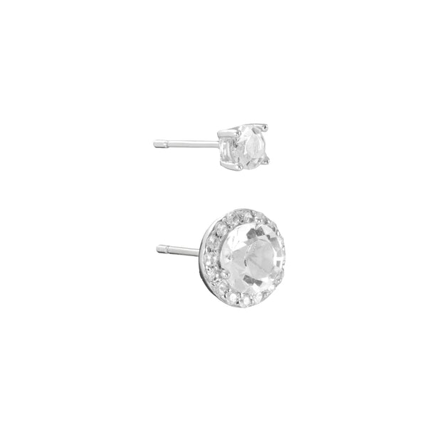 Athra Silver Crystal Earrings Set