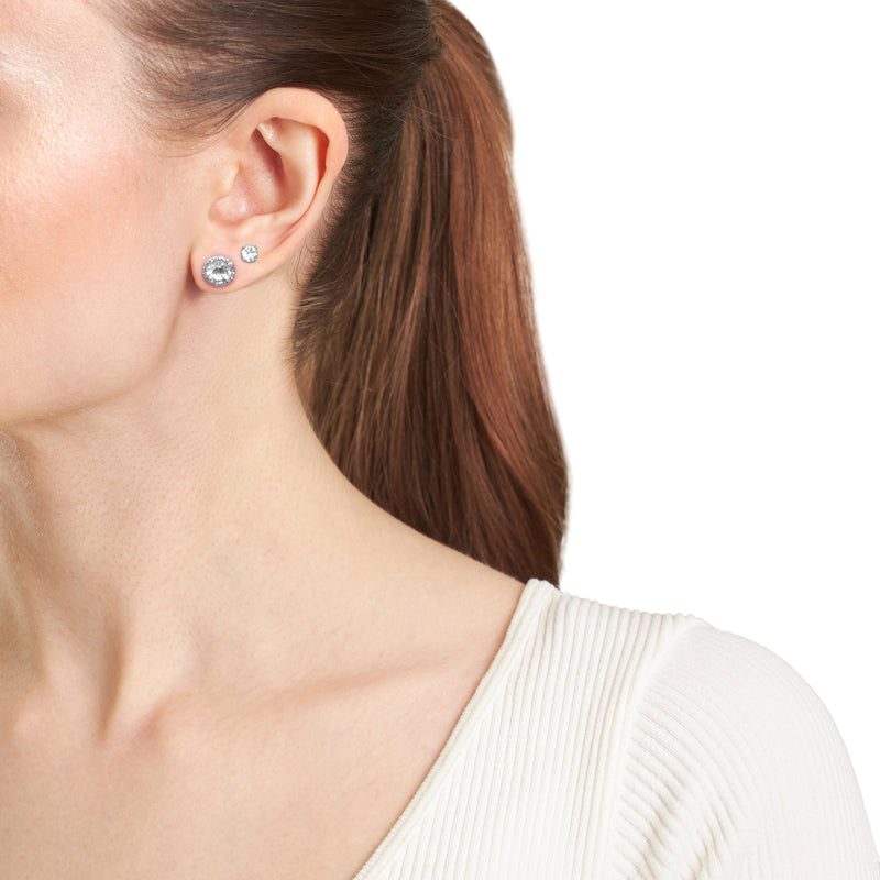 Athra Silver Crystal Earrings Set