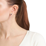 Athra Silver & Black Halo Stud Earrings Set