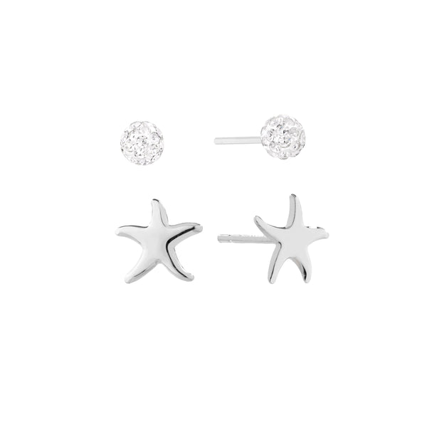 Athra Silver Starfish Earrings Set