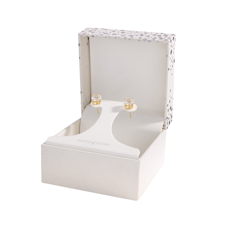 Athra Gold Crystal Stud Earrings