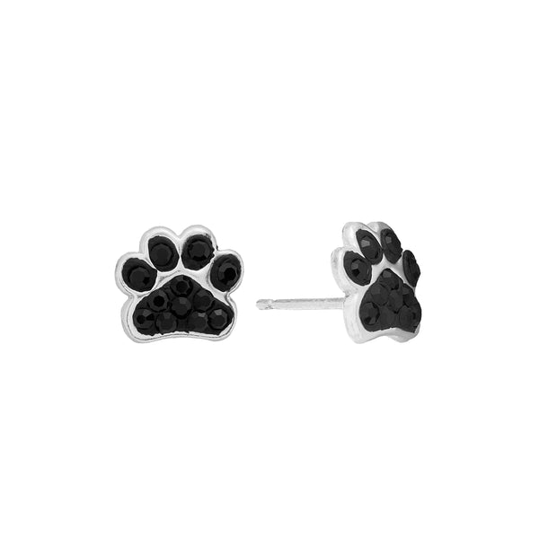 Athra Black Paw Stud Earrings