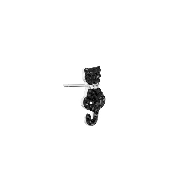 Athra Black Cat Stud Earrings