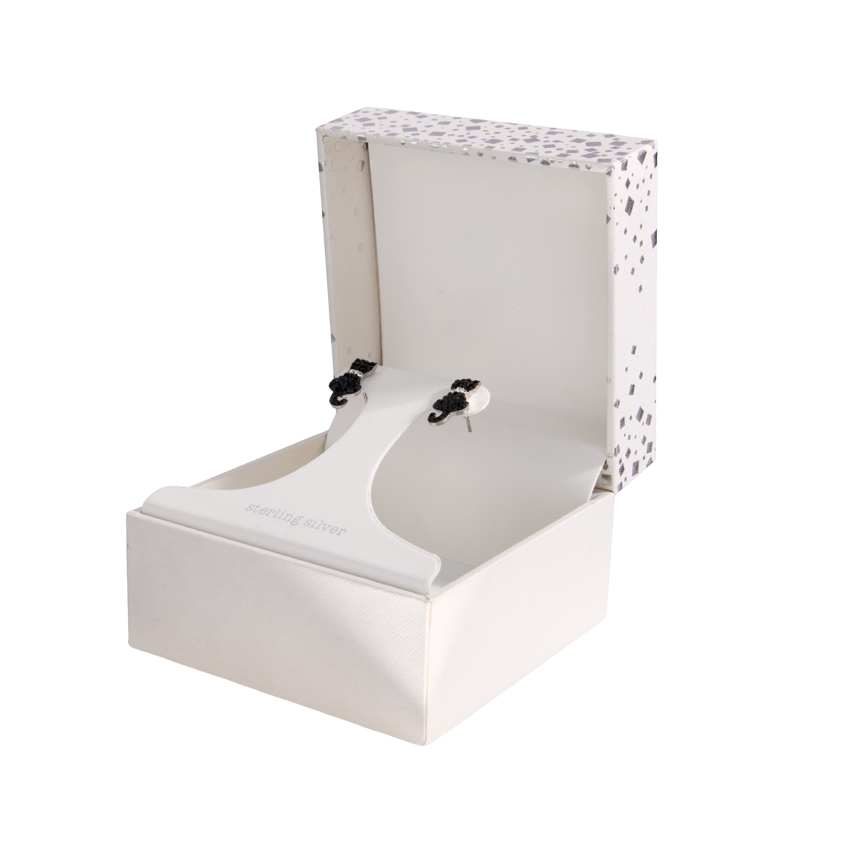 Athra Black Cat Stud Earrings