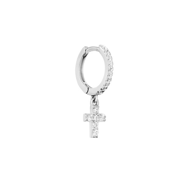 Athra Silver Cross Hoop Earrings