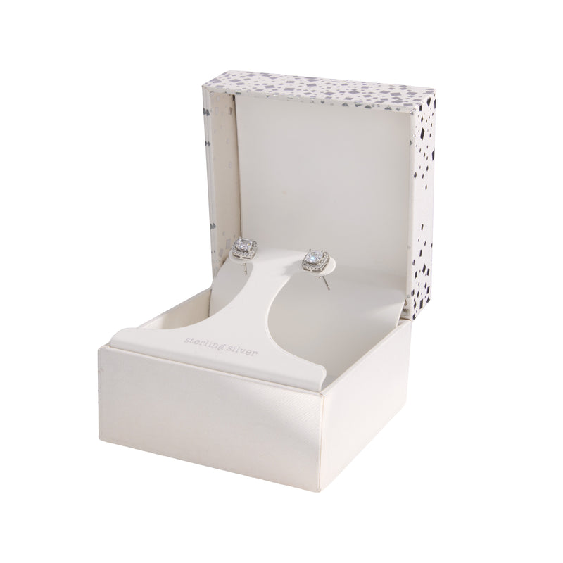 Athra Silver Square Stud Earrings