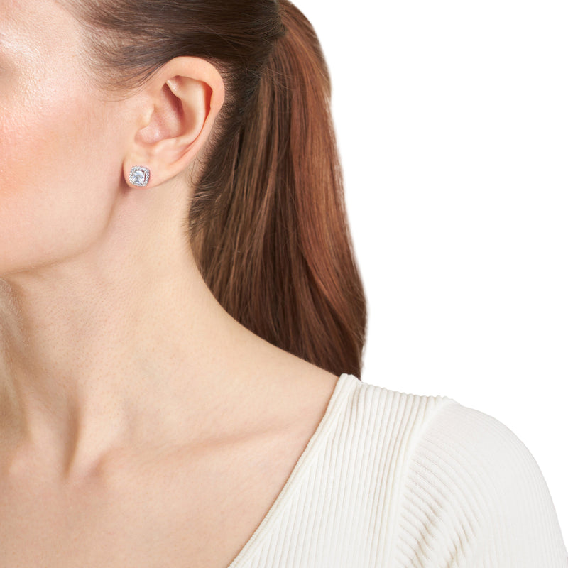 Athra Silver Square Stud Earrings