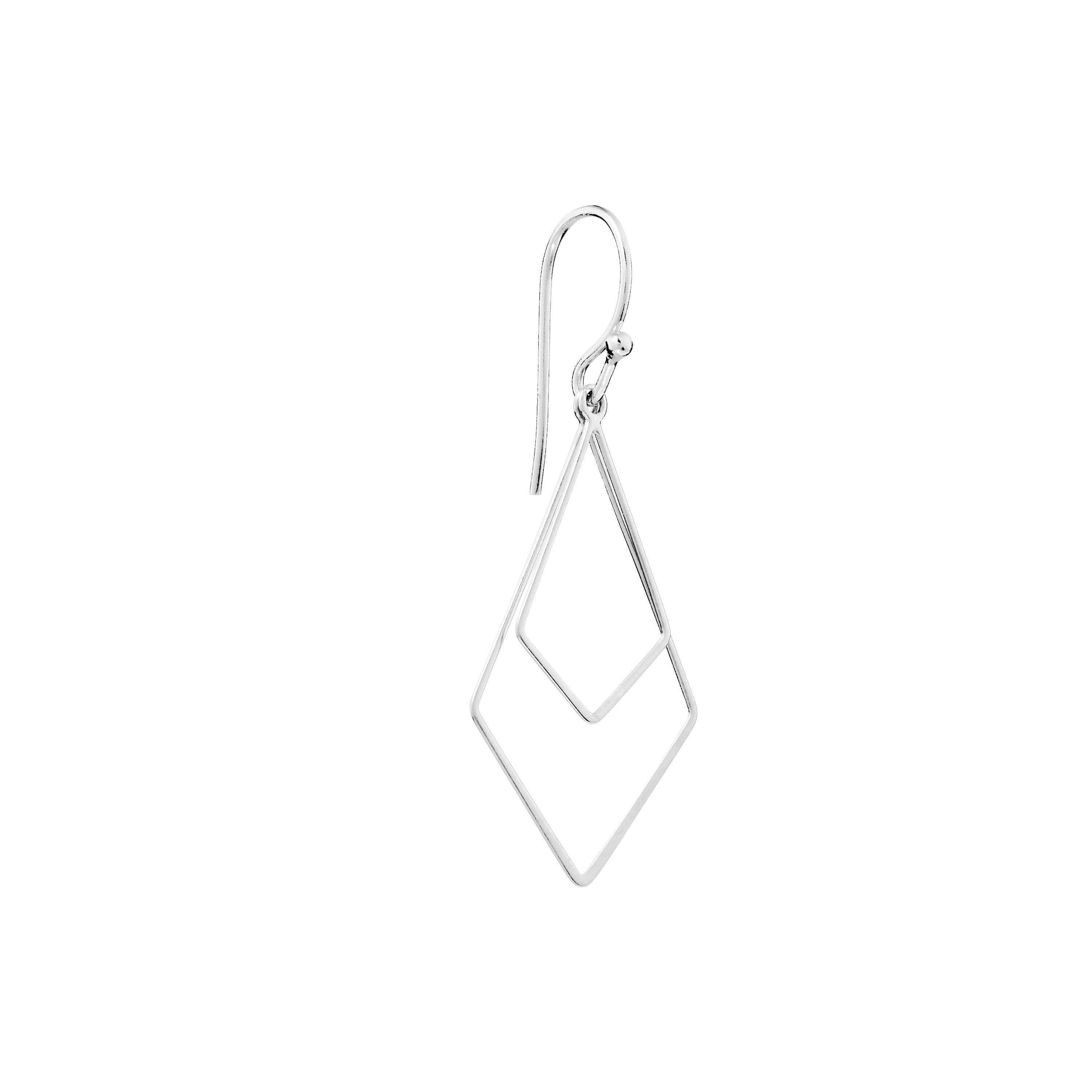 Athra Silver Double Diamond Drop Earrings