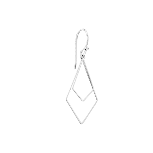 Athra Silver Double Diamond Drop Earrings