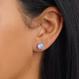 Athra Boxed Sterling Silver 8mm Starlight Cubic Zirconia Solitare Stud Earrings