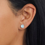 Athra Boxed Sterling Silver 8mm Starlight Cubic Zirconia Solitare Stud Earrings