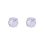 Athra Boxed Sterling Silver 8mm Starlight Cubic Zirconia Solitare Stud Earrings