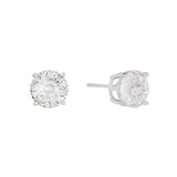 Athra Boxed Sterling Silver 8mm Starlight Cubic Zirconia Solitare Stud Earrings