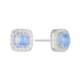 Athra Boxed Sterling Silver 6mm Cubic Zirconia Crush Starlight Halo Stud Earrings