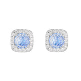 Athra Boxed Sterling Silver 6mm Cubic Zirconia Crush Starlight Halo Stud Earrings