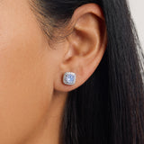 Athra Boxed Sterling Silver 6mm Cubic Zirconia Crush Starlight Halo Stud Earrings