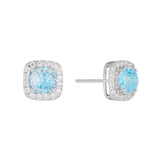 Athra Boxed Sterling Silver 6mm Cubic Zirconia Crush Starlight Halo Stud Earrings
