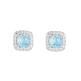 Athra Boxed Sterling Silver 6mm Cubic Zirconia Crush Starlight Halo Stud Earrings
