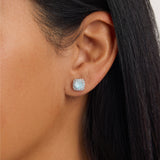 Athra Boxed Sterling Silver 6mm Cubic Zirconia Crush Starlight Halo Stud Earrings