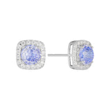 Athra Boxed Sterling Silver 6mm Cubic Zirconia Crush Starlight Halo Stud Earrings