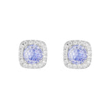 Athra Boxed Sterling Silver 6mm Cubic Zirconia Crush Starlight Halo Stud Earrings