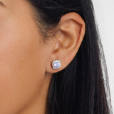 Athra Boxed Sterling Silver 6mm Cubic Zirconia Crush Starlight Halo Stud Earrings