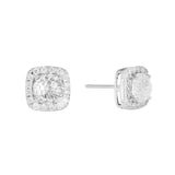 Athra Boxed Sterling Silver 6mm Cubic Zirconia Crush Starlight Halo Stud Earrings