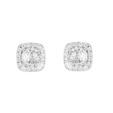 Athra Boxed Sterling Silver 6mm Cubic Zirconia Crush Starlight Halo Stud Earrings