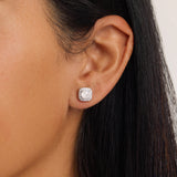 Athra Boxed Sterling Silver 6mm Cubic Zirconia Crush Starlight Halo Stud Earrings