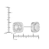 Athra Boxed Sterling Silver 6mm Cubic Zirconia Crush Starlight Halo Stud Earrings